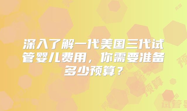 深入了解一代美国三代试管婴儿费用，你需要准备多少预算？