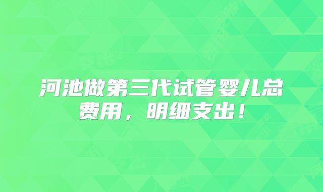 河池做第三代试管婴儿总费用，明细支出！