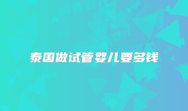 泰国做试管婴儿要多钱
