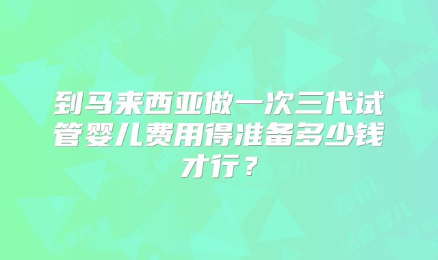 到马来西亚做一次三代试管婴儿费用得准备多少钱才行？