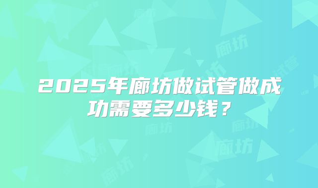 2025年廊坊做试管做成功需要多少钱？