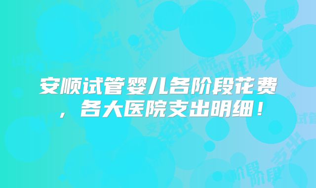 安顺试管婴儿各阶段花费,各大医院支出明细!