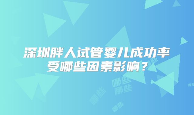 深圳胖人试管婴儿成功率受哪些因素影响？