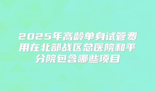2025年高龄单身试管费用在北部战区总医院和平分院包含哪些项目