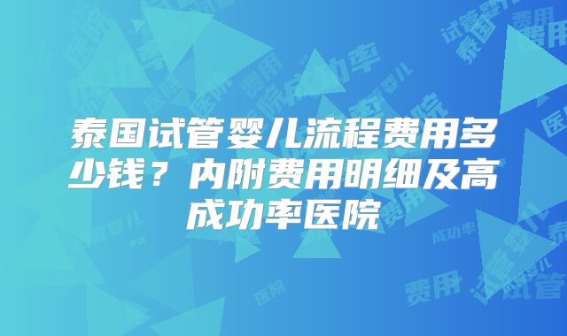 泰国试管婴儿流程费用多少钱？内附费用明细及高成功率医院