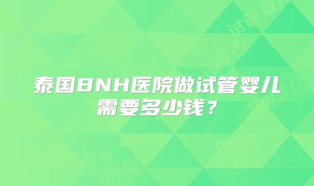 泰国BNH医院做试管婴儿需要多少钱？