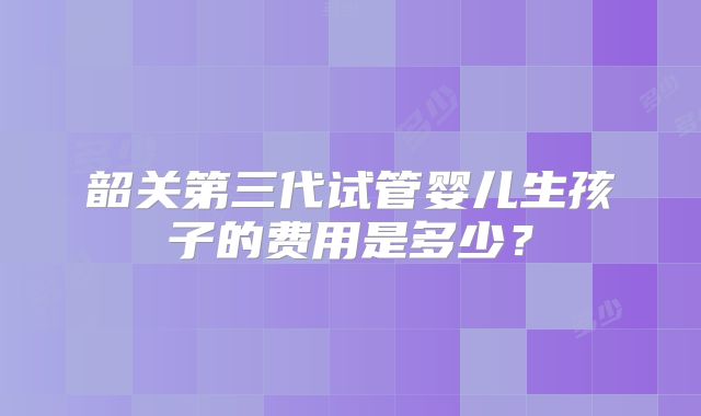韶关第三代试管婴儿生孩子的费用是多少？