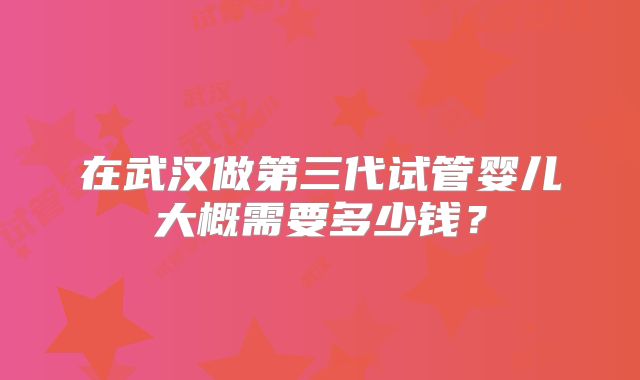 在武汉做第三代试管婴儿大概需要多少钱？