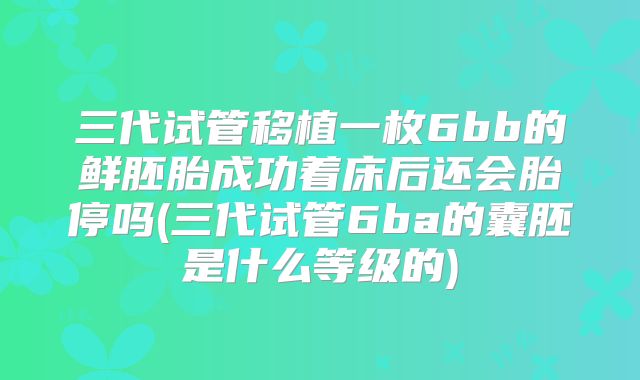 三代试管移植一枚6bb的鲜胚胎成功着床后还会胎停吗(三代试管6ba的囊胚是什么等级的)