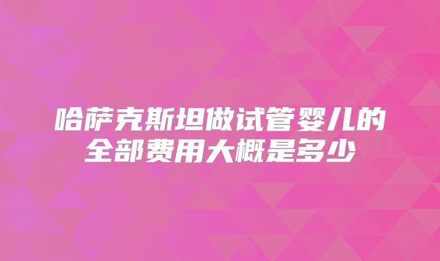 哈萨克斯坦做试管婴儿的全部费用大概是多少