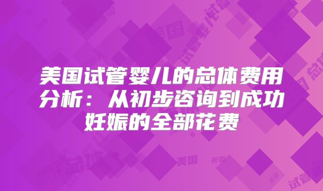 美国试管婴儿的总体费用分析：从初步咨询到成功妊娠的全部花费