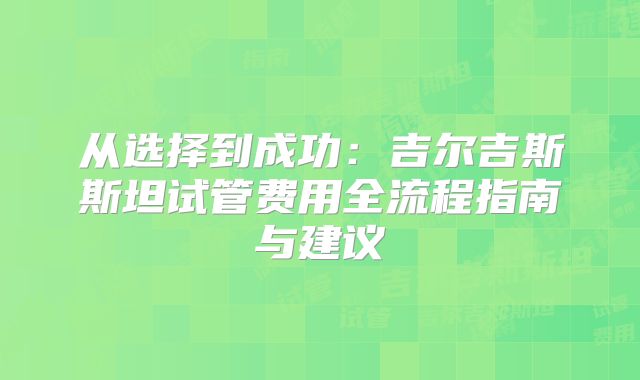 从选择到成功：吉尔吉斯斯坦试管费用全流程指南与建议