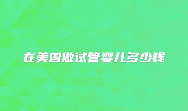 在美国做试管婴儿多少钱