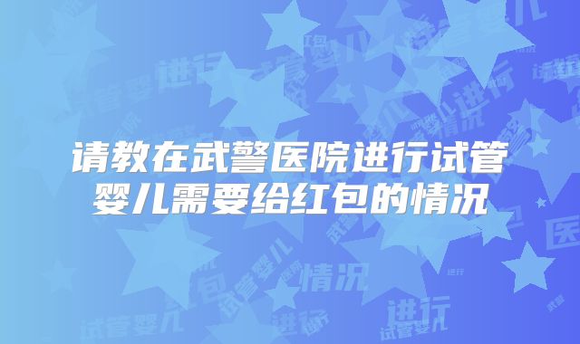 请教在武警医院进行试管婴儿需要给红包的情况