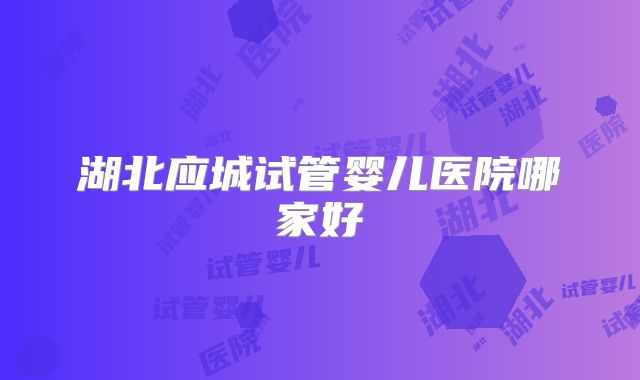 湖北应城试管婴儿医院哪家好