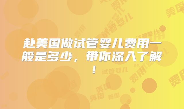 赴美国做试管婴儿费用一般是多少,带你深入了解!