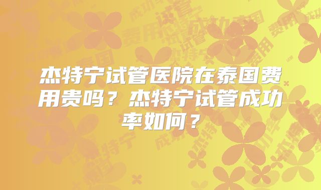 杰特宁试管医院在泰国费用贵吗?杰特宁试管成功率如何?