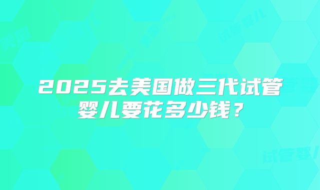 2025去美国做三代试管婴儿要花多少钱?