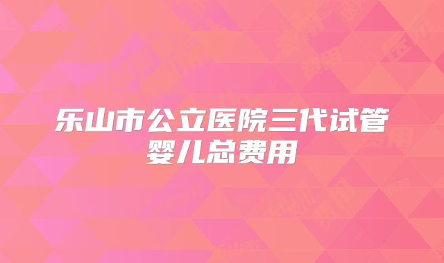 乐山市公立医院三代试管婴儿总费用