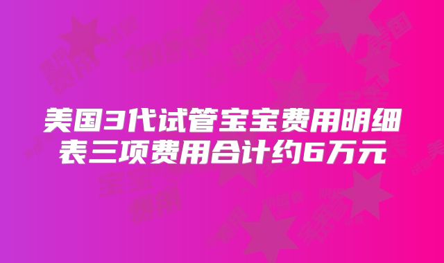 美国3代试管宝宝费用明细表三项费用合计约6万元