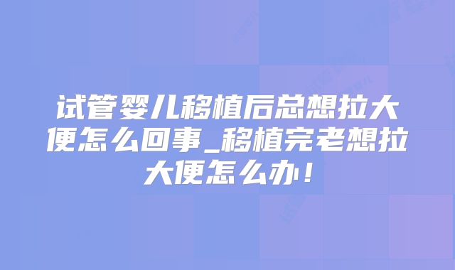 试管婴儿移植后总想拉大便怎么回事_移植完老想拉大便怎么办!
