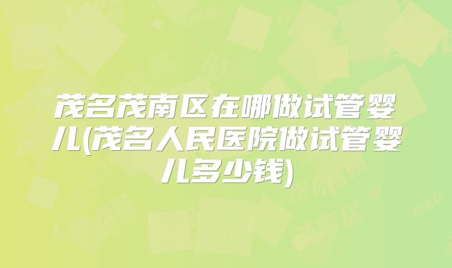 茂名茂南区在哪做试管婴儿(茂名人民医院做试管婴儿多少钱)