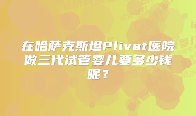 在哈萨克斯坦Plivat医院做三代试管婴儿要多少钱呢?