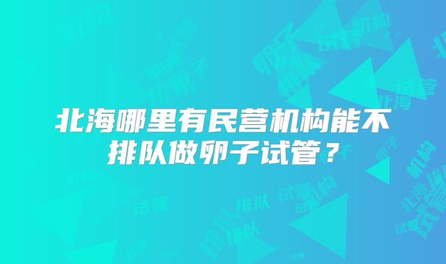 北海哪里有民营机构能不排队做卵子试管？