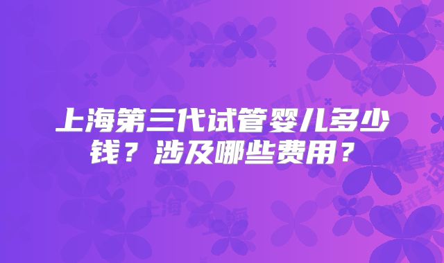 上海第三代试管婴儿多少钱？涉及哪些费用？