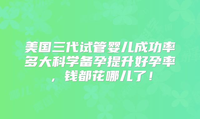 美国三代试管婴儿成功率多大科学备孕提升好孕率,钱都花哪儿了!