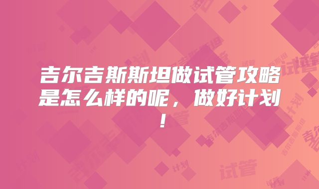 吉尔吉斯斯坦做试管攻略是怎么样的呢，做好计划！