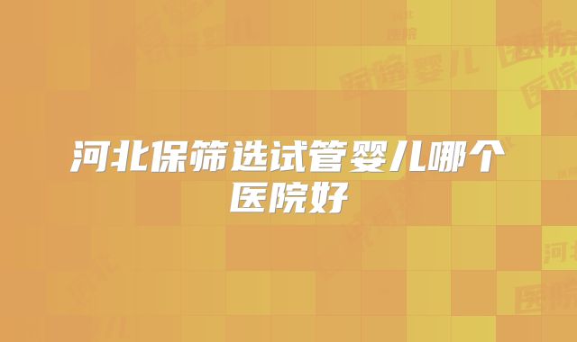 河北保筛选试管婴儿哪个医院好