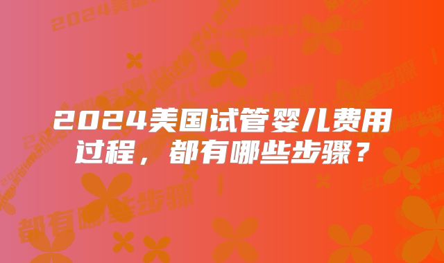 2024美国试管婴儿费用过程，都有哪些步骤？