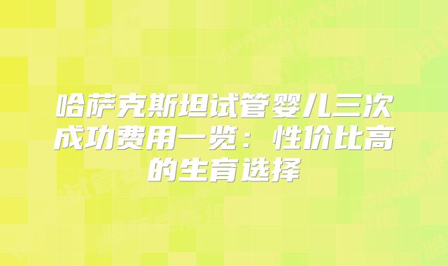 哈萨克斯坦试管婴儿三次成功费用一览：性价比高的生育选择