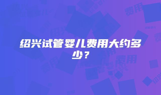 绍兴试管婴儿费用大约多少？