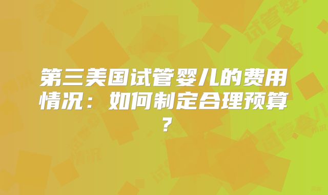 第三美国试管婴儿的费用情况：如何制定合理预算？