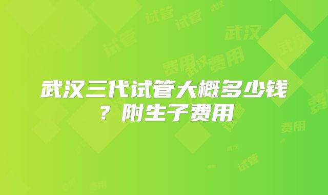 武汉三代试管大概多少钱？附生子费用
