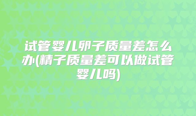 试管婴儿卵子质量差怎么办(精子质量差可以做试管婴儿吗)