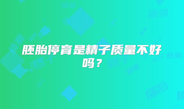 胚胎停育是精子质量不好吗?