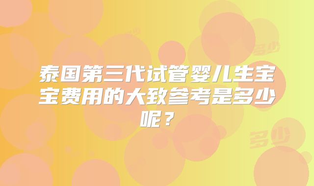 泰国第三代试管婴儿生宝宝费用的大致参考是多少呢?