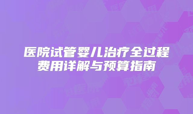 医院试管婴儿治疗全过程费用详解与预算指南