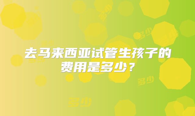 去马来西亚试管生孩子的费用是多少？