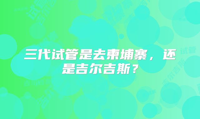 三代试管是去柬埔寨，还是吉尔吉斯？