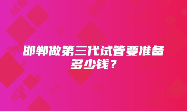 邯郸做第三代试管要准备多少钱？