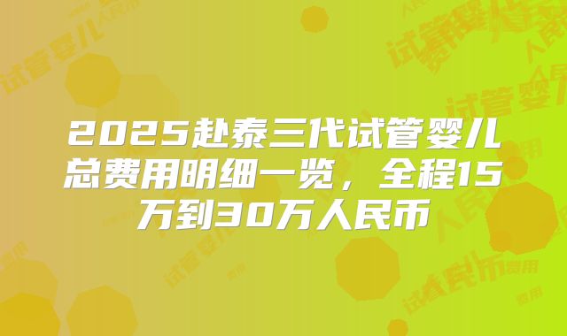 2025赴泰三代试管婴儿总费用明细一览，全程15万到30万人民币
