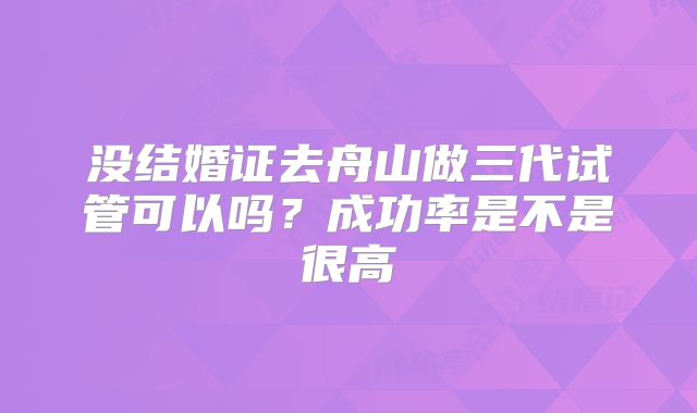 没结婚证去舟山做三代试管可以吗?成功率是不是很高