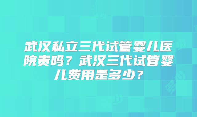 武汉私立三代试管婴儿医院贵吗？武汉三代试管婴儿费用是多少？