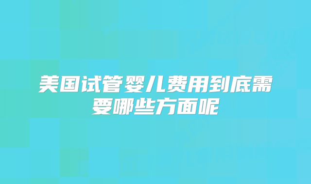 美国试管婴儿费用到底需要哪些方面呢