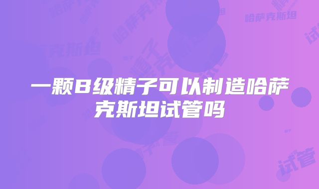 一颗B级精子可以制造哈萨克斯坦试管吗