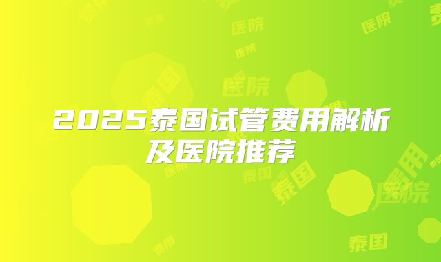 2025泰国试管费用解析及医院推荐